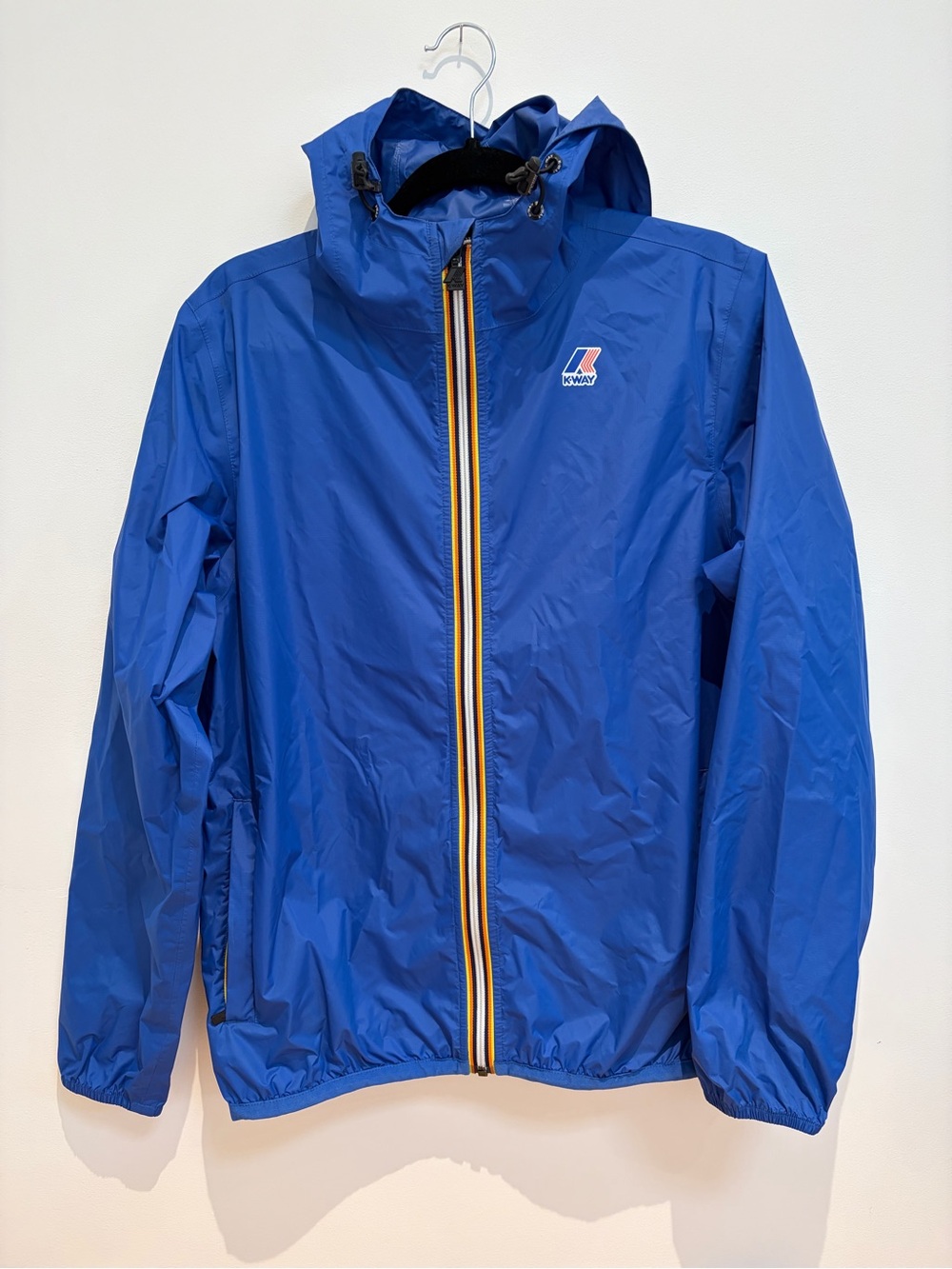 K-Way Le Vrai 3.0 Claude Packable Rain Jacket Royal Blue Mens M Windbreaker
